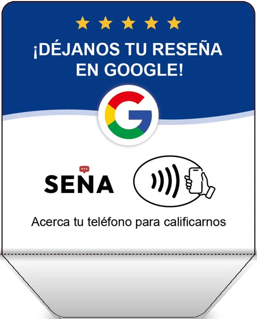 Placa NFC SEÑA con soporte para pedir reseñas de Google